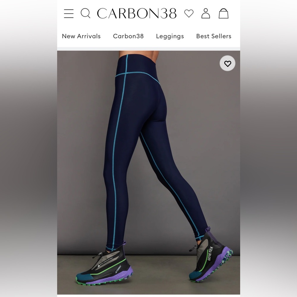 Carbon38 Navy Fleece Leggings with Teal Highlights